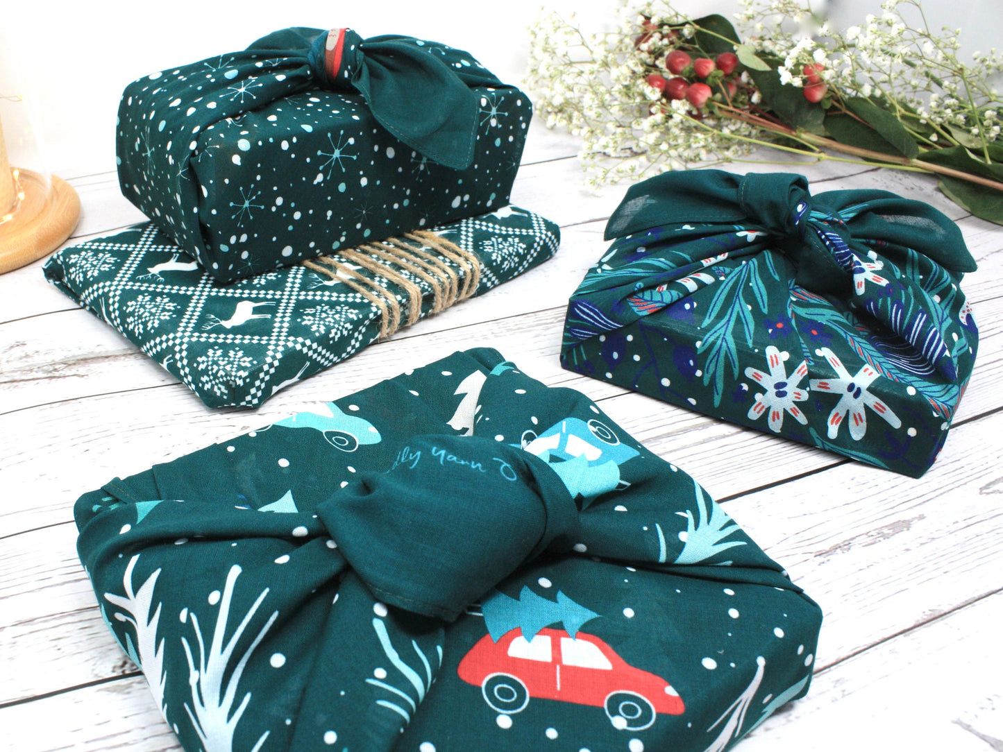 Christmas furoshiki fabric wrap - cars