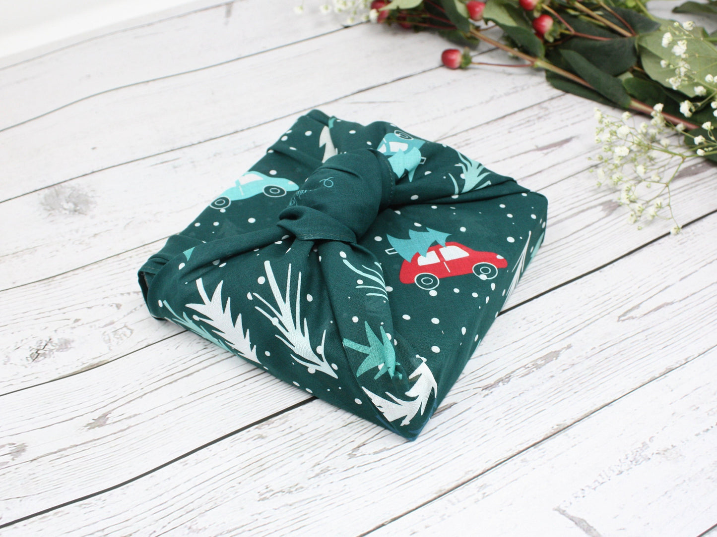 Christmas furoshiki fabric wrap - cars